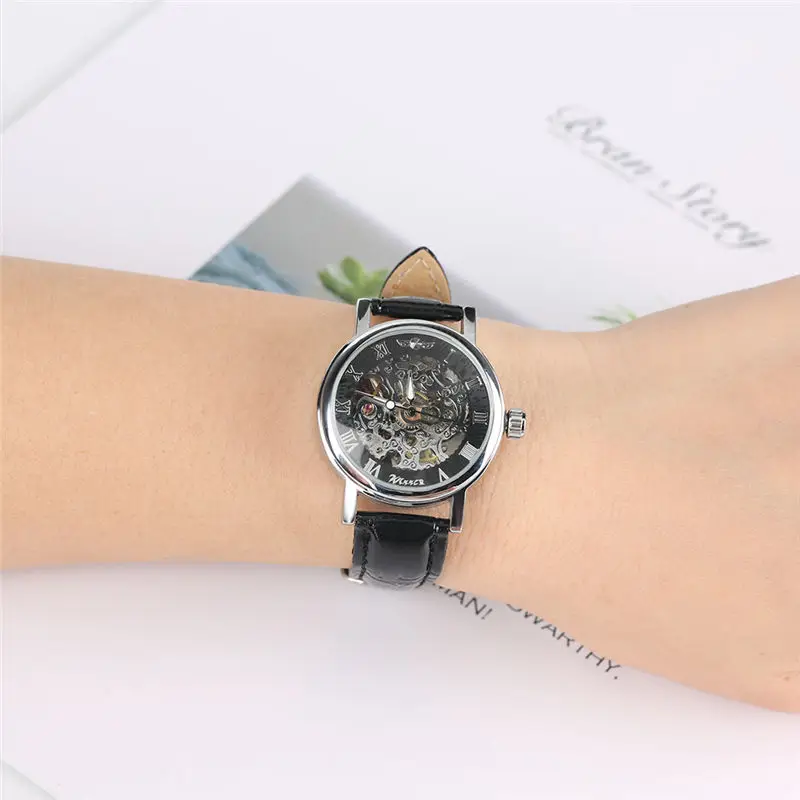 

Men Watch Automatic Self Winding Transparent Gear Mechanical Watch Leather Band New Fashion 2019 Luminous Hands horloges mannen