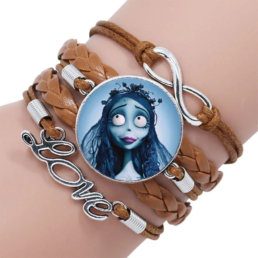 Женский винтажный браслет jack skellington черный/коричневый кожаный с многослойным