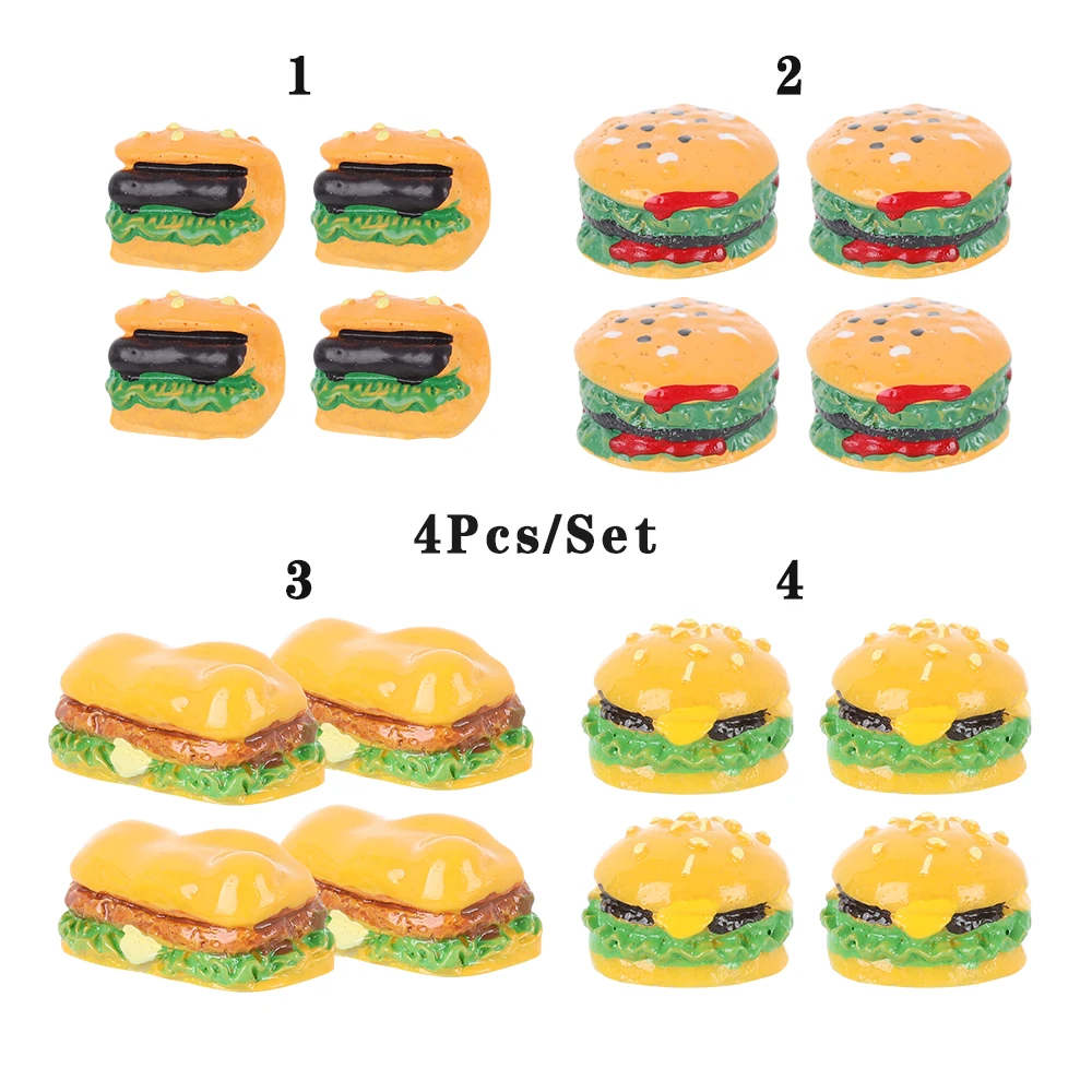 4 шт./компл. моделирование Кухня аксессуар 1:12 scalehamburger смолы декорирования миниатюрных поддельные Еда аксессуары для кукольного домика
