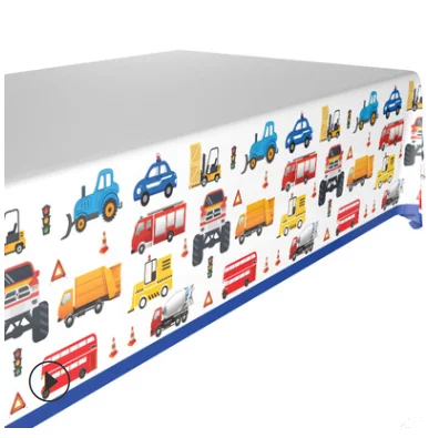 1pcs tablecloth Красочные Мультяшные автомобили Грузовики украшение для торта на день рождения на тему "Лошадки карусели" вечерние украшения чашки тарелки одноразовые посуда для детей душ вечерние принадлежности - Цвет: 1pcs tablecloth