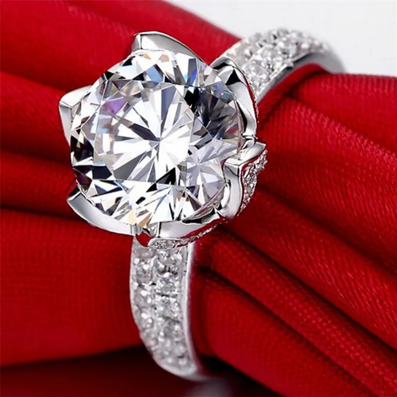 Choucong Jewelr винтажная форма лотоса Стерлинговое Серебро 925 пробы 2CT Круглый 5А циркон