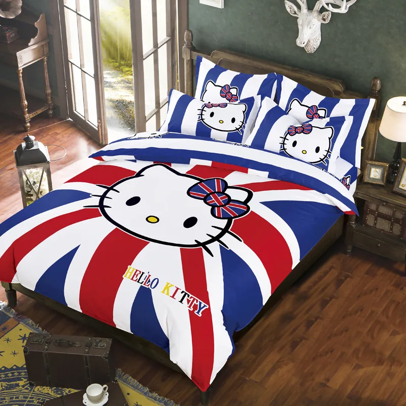 Hello Kitty постельных принадлежностей детей постельное белье мультфильм с простыня