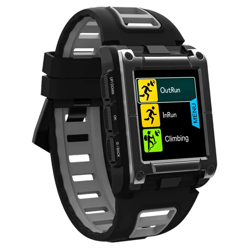 Gps Спорт Плавание IP68 Водонепроницаемый Смарт часы Мировое Время Будильник фитнес трекер цветной экран умные часы - Цвет: Серый