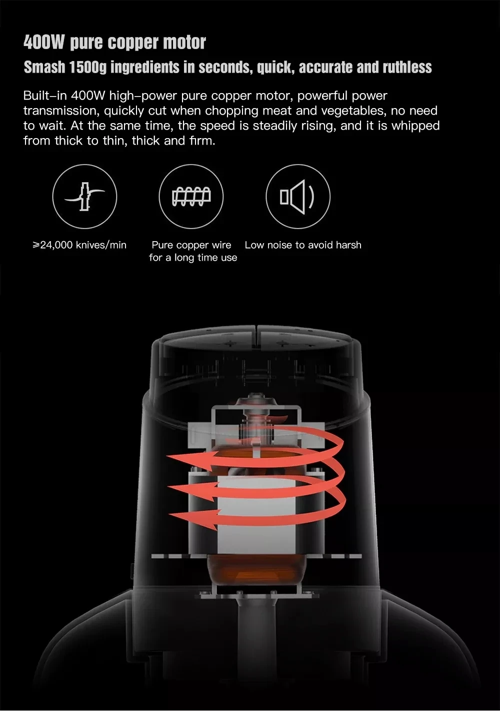Xiaomi Deerma 1.8L блендер из нержавеющей стали для мяса, электрическая мясорубка, автоматическая мясорубка для использования в кухне