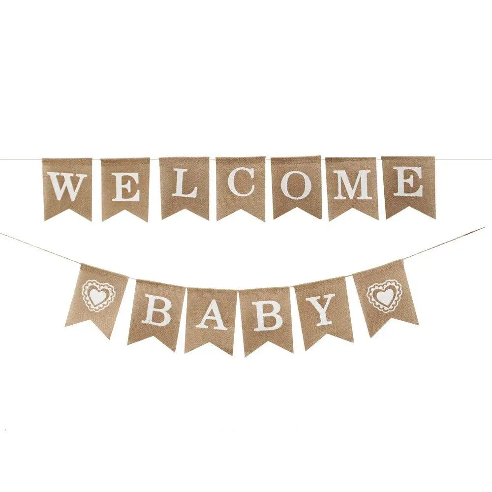 Добро пожаловать Baby Burlap баннер винтажные вечерние украшения Душ|Флажки вымпелы и