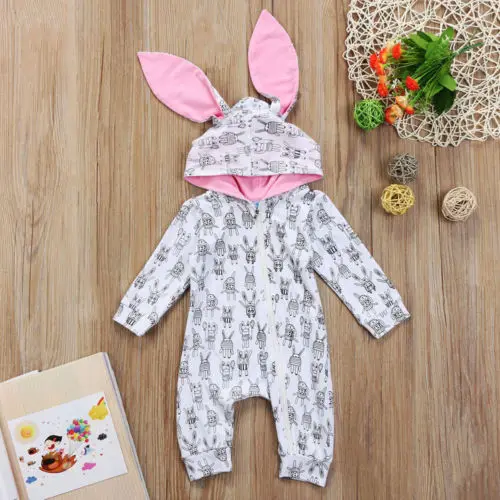 

Newborn Baby Girl Boy Rabbit Bunny Ears Romper Jumpsuit Outfits Clothes