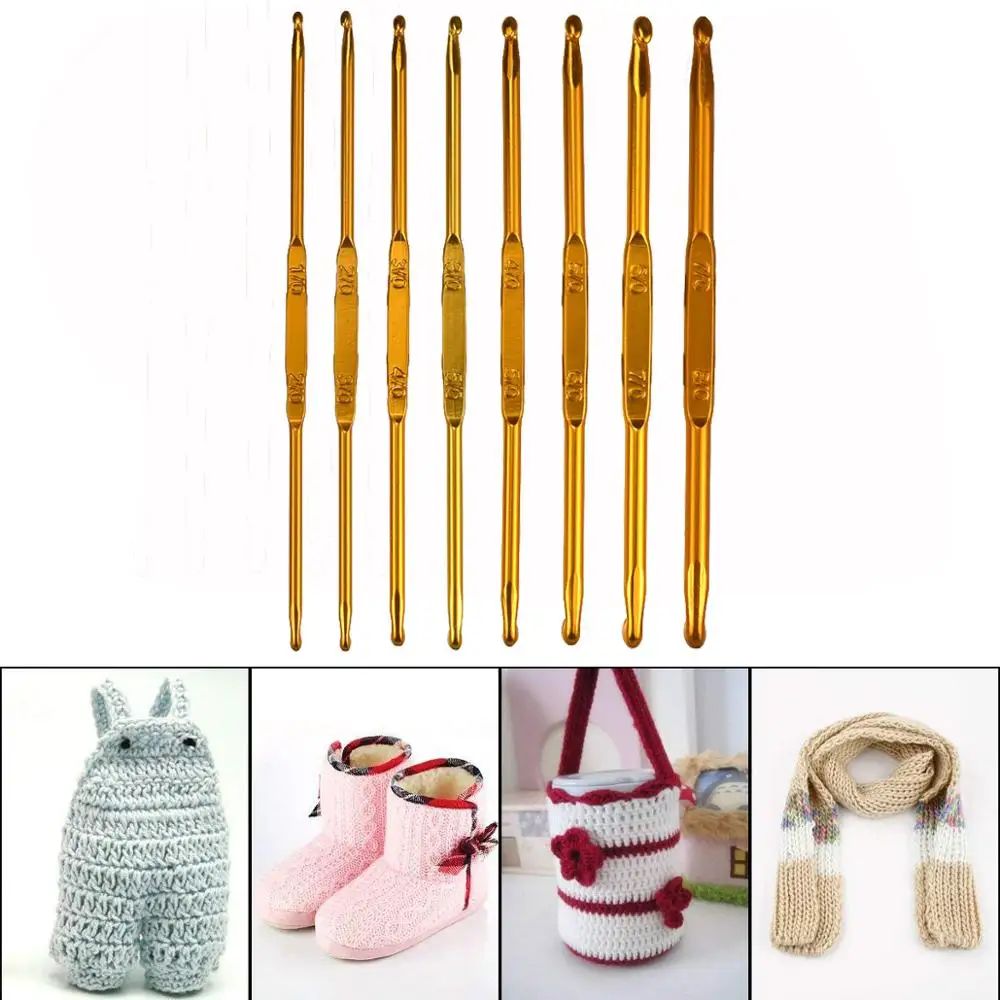 8 шт./компл. набор крючков для вязания алюминиевый двухсторонний игл инструмент