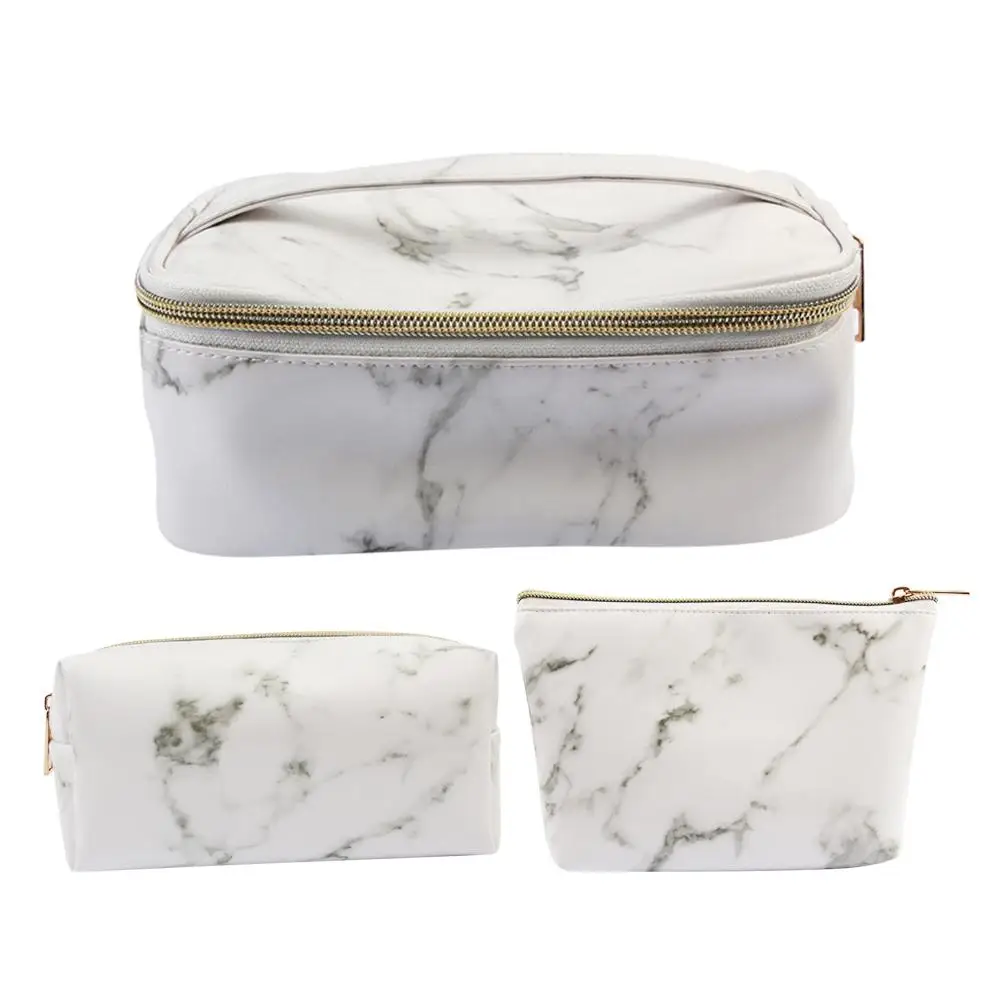 

3PC Fashion Portable Women Makeup Bag Marble Travel Cosmetic Bag Organizer Storage Toiletry Case Choose Beauty Case Cosmetic Bag