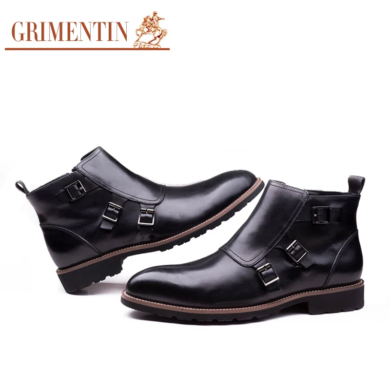 GRIMENTIN/Роскошные Брендовые мужские ботильоны из натуральной кожи ручной работы