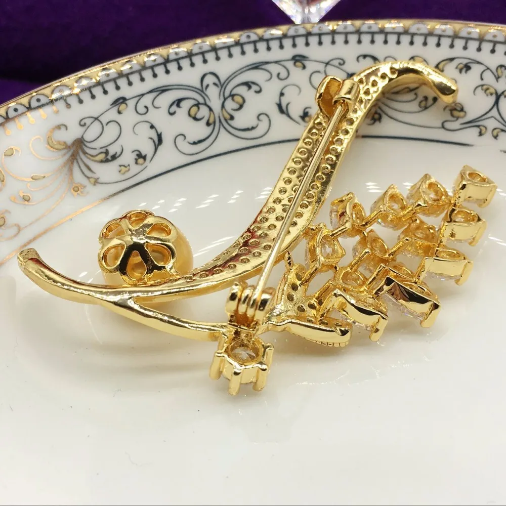 Женская Брошь с жемчугом ALPHONSE брошь цирконом для вечерние НКИ Подарочная на