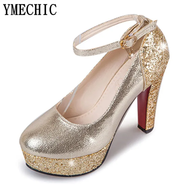 YMECHIC 2018 летние туфли с ремешком на щиколотке для вечеринки свадьбы высоком