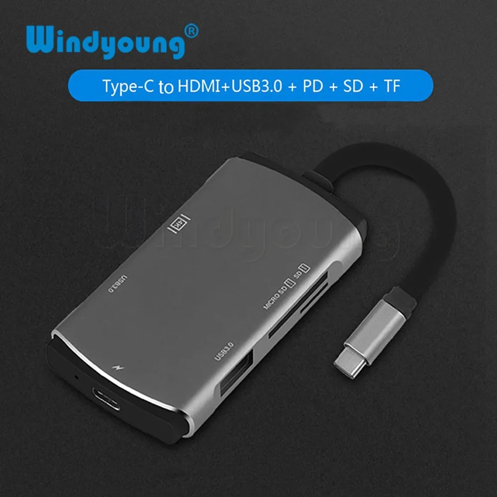 Многофункциональный usb-хаб и PD с поддержкой зарядки 6 в 1 4K 2*3 0 высокоскоростной