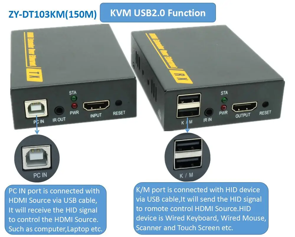 HD HDMI KVM удлинитель по TCP IP Поддержка ИК сети IP KVM удлинитель USB HDMI 150 м по UTP/STP RJ45 KVM удлинитель CAT5 CAT6