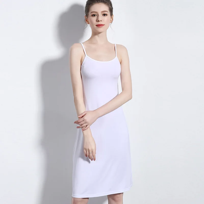 105cm White Летнее женское платье-комбинация, длинный тонкий ремень, без рукавов, новинка, внутреннее платье, высокое качество, Нижняя юбка, нижнее белье размера плюс, Нижняя юбка - Цвет: 105cm White