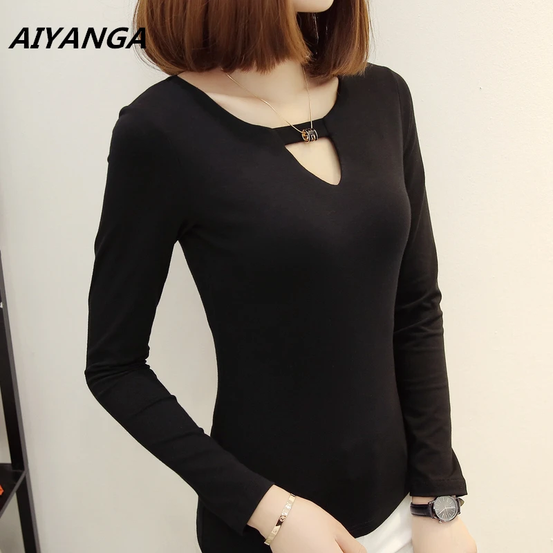 Женская хлопковая футболка с длинным рукавом черная белая или серая однотонная