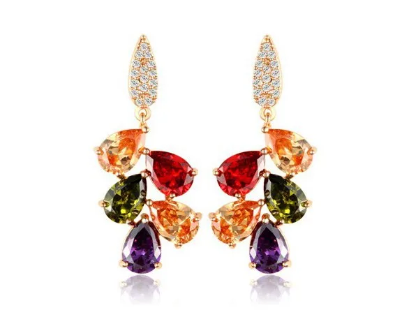 

Rose Gold Color Rhinestone Drop Earrings For Women Fashion Party Jewelry