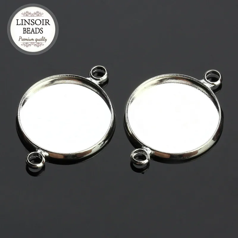 Круглые соединители для браслетов серебристые оправы подвесок основа кабошона