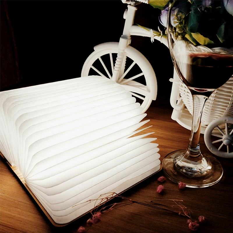 USB перезаряжаемая светодиодная складная деревянная настольная лампа в форме