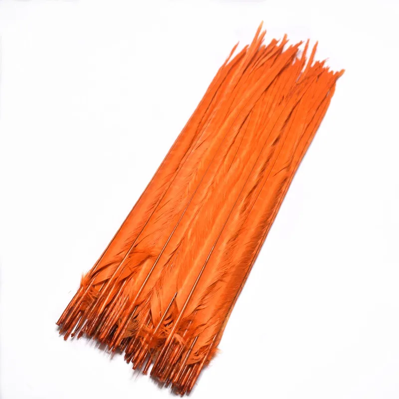 Orange 50 шт./партия перьев фазана с кольцом на шею 20-22 дюйма/50-55 см DIY Ювелирные изделия Свадебные украшения окрашенные фазаны вечерние аксессуары - Цвет: Orange