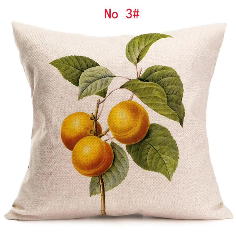 Льняная наволочка для подушки 45 см * с фруктовым узором банан виноград абрикос и
