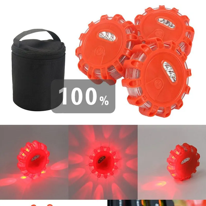 Red shell- RED LED Комплект из 3 предметов, мульти-функциональные СИД Предупреждение Светильник Автомобиля сломался ночной езды туман день Предупреждение светильник Дальний свет мигает SOS ЛАМПА Индикатор безопасности - Цвет: Red shell- RED LED