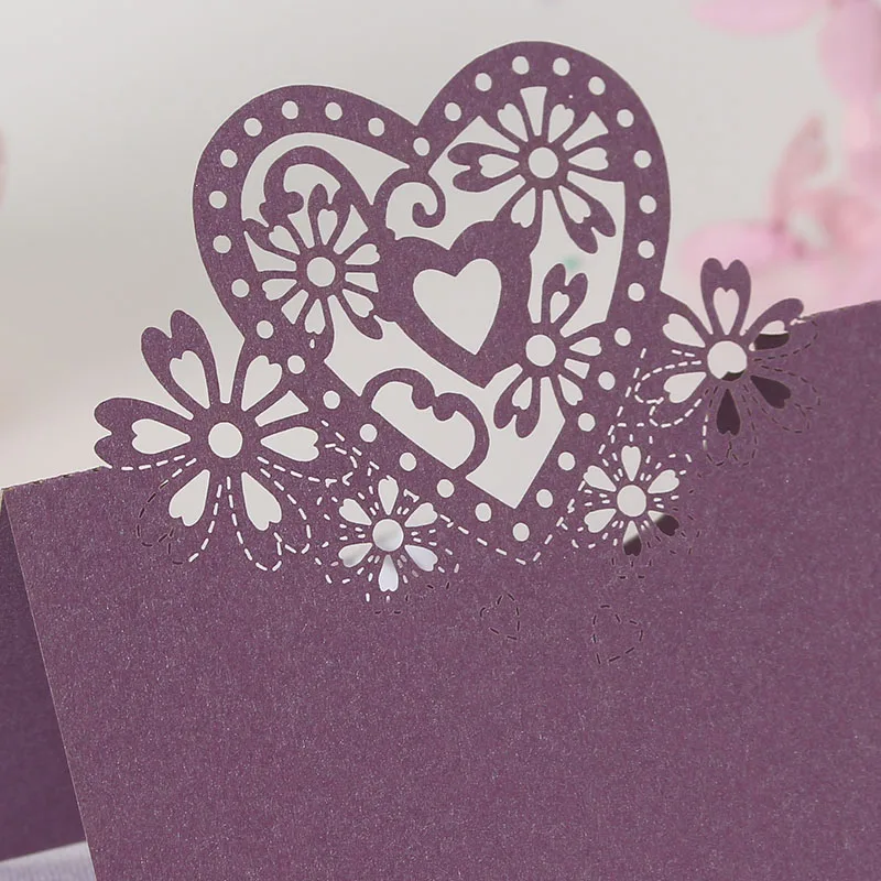 50 шт. лазерная резка стол в форме сердца имя карты место Свадебная вечеринка