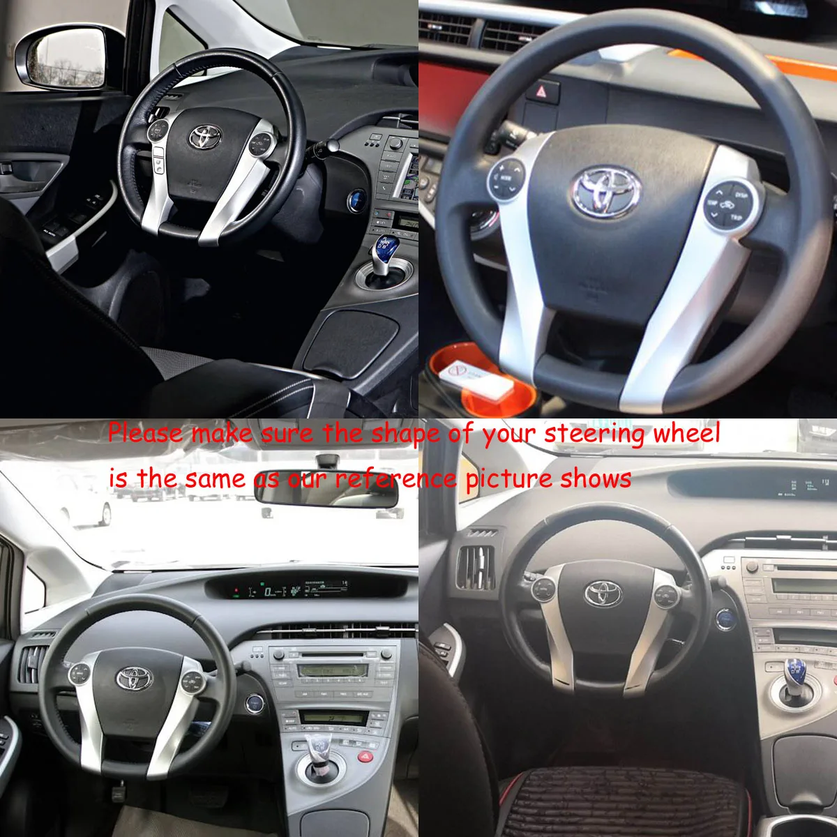 Черное Кожаное деревянное Спортивное Рулевое колесо для 2010 2015 Toyota PRIUS Hybrid ZVW30 35 40 41