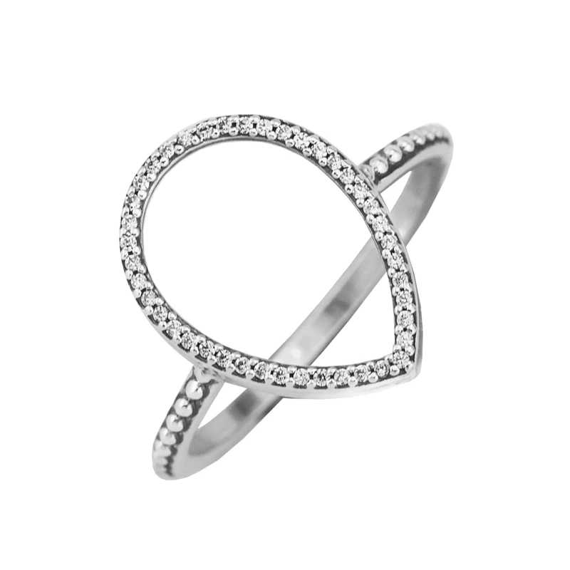 

CKK Ring Teardrop Silhouette Silver Rings For Women Men Anel Feminino 100% 925 Jewelry Sterling Silver Anillos Wedding