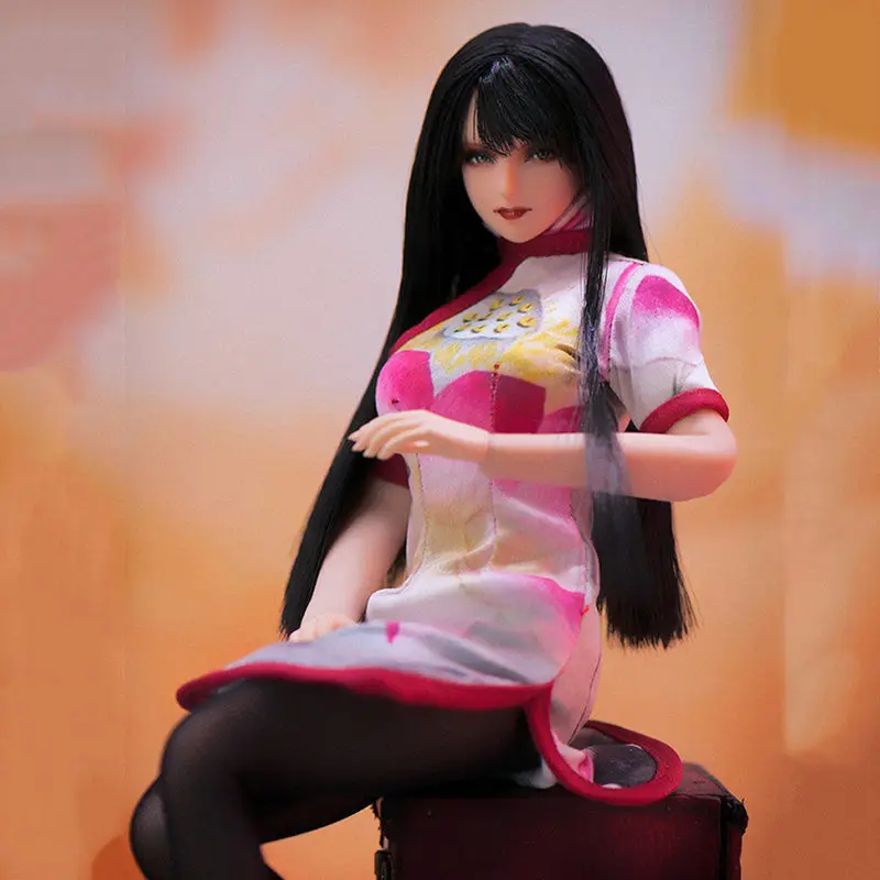 

1/6 Scale Women Sexy Fashion Pattern Cheongsam mature Short Cheongsam Student Slim fit For 12" Action Figures Body Doll Toys