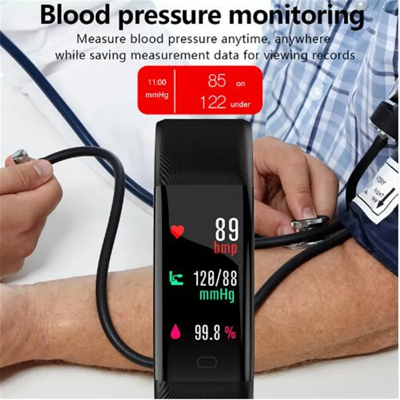 WQ F07 Plus Smart Bracelet Blood Pressure Measurement Heart Rate Monitor Band Color Display IP68 Waterproof Health | Электроника