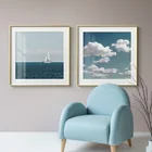 Картина на холсте с изображением синего неба, моря, маяков, облаков, постеры, HD, Современный Морской пейзаж, настенные картины для гостиной, спальни