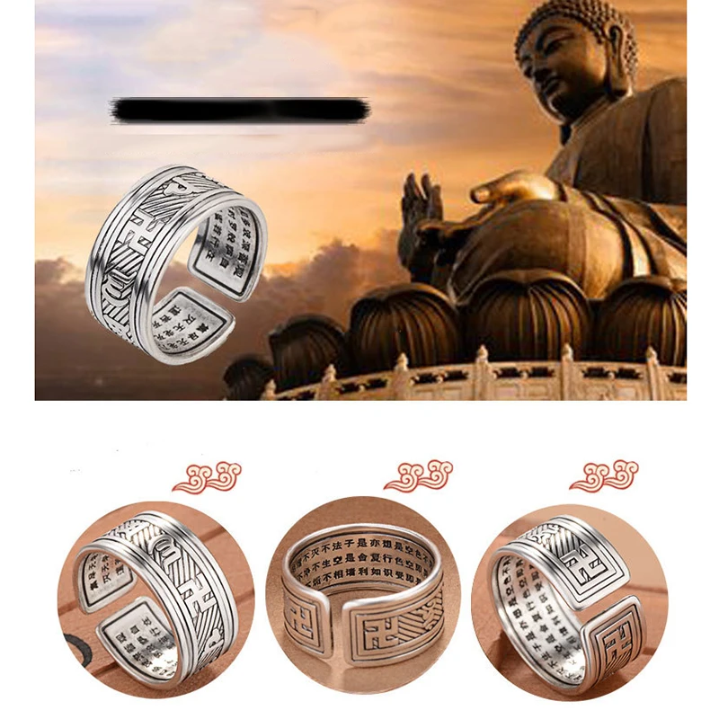 JOYESWING винтажное Открытое кольцо Amitabha Buddha Religion удача буквы амулеты подарок для
