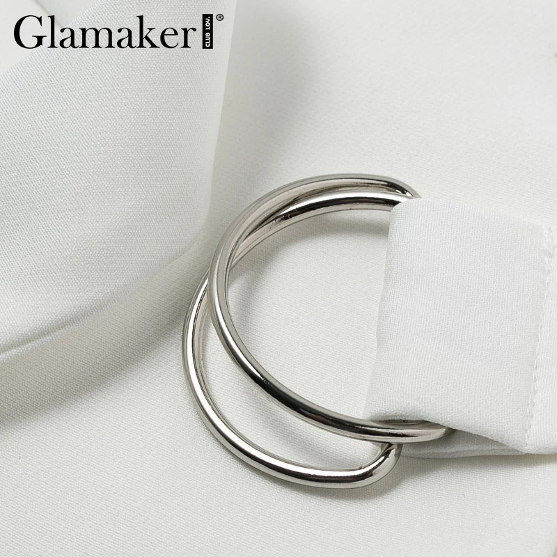 Glamaker сексуальное Белое платье-блейзер с открытыми плечами, женское облегающее платье с длинным рукавом и высокой талией, женское модное осеннее платье для вечеринки