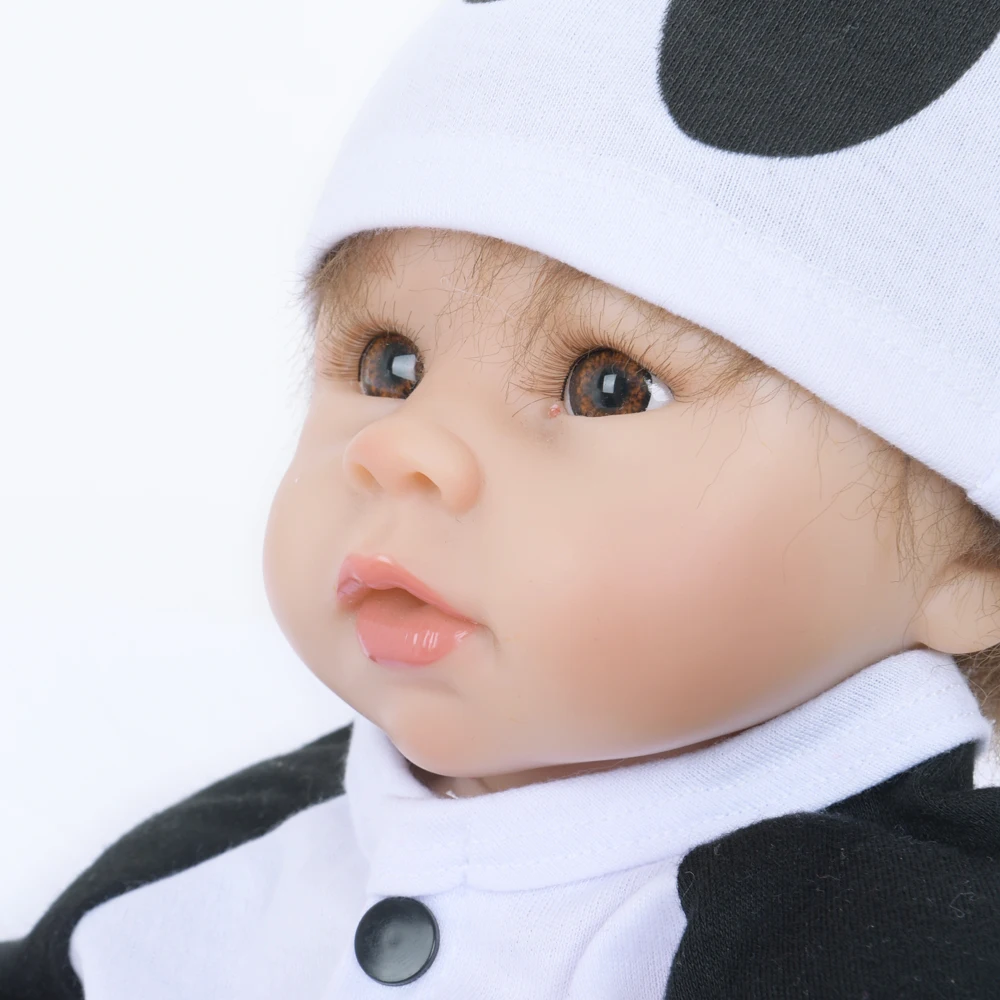 

22" Early Educational Style Toy Real Touch Soft Handmade Cloth Body Silicone Reborn Dolls Toy