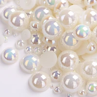 3000pcs mix size 2mm 3mm 4mm ab color resin half round imation pearls beads flatback nail art decorate diy