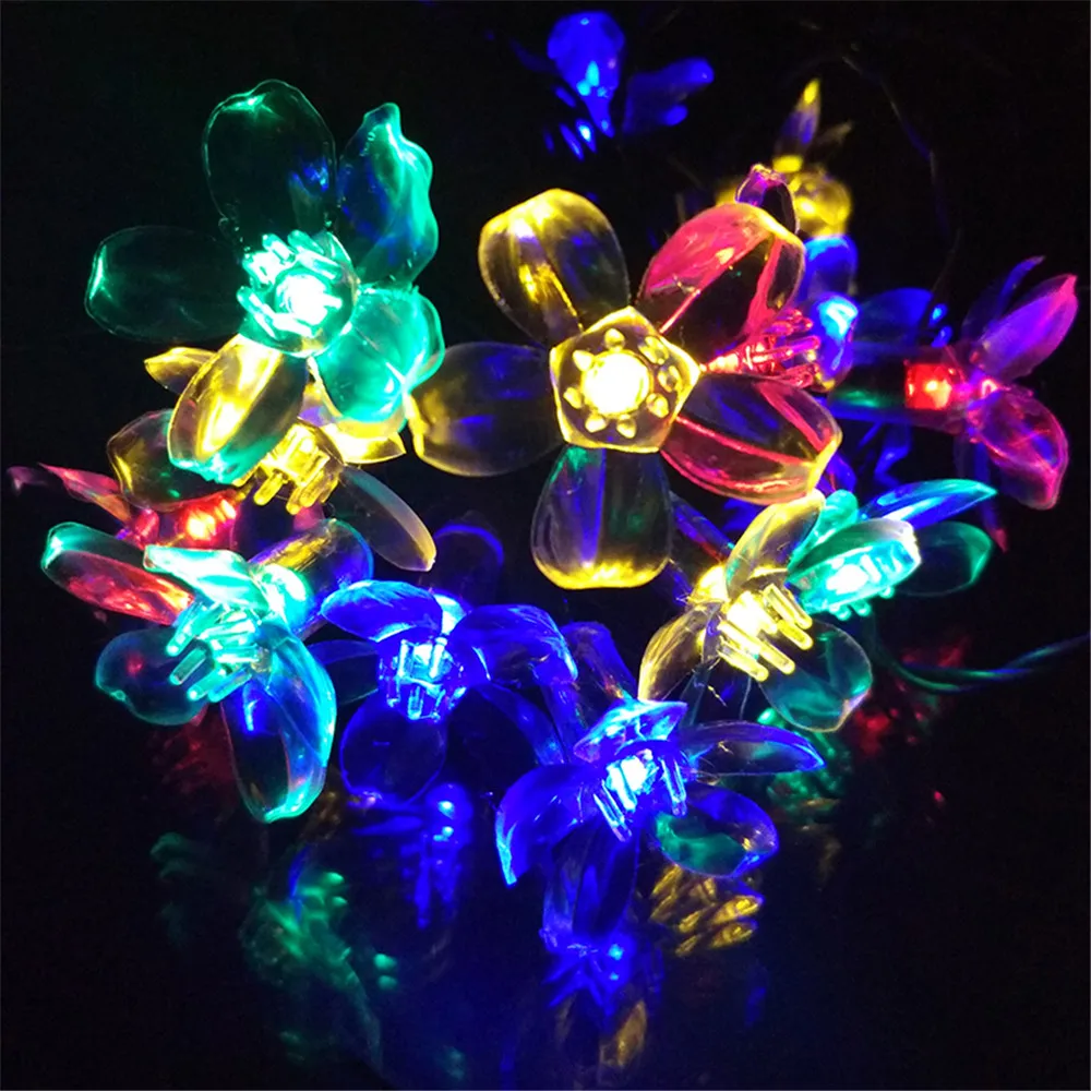 YIYANG Cherry Sakura Blossom Flower LED Solar Fariy String Light 7M 50L Outdoor Party Christmas New Year Decoration casamento | Лампы и