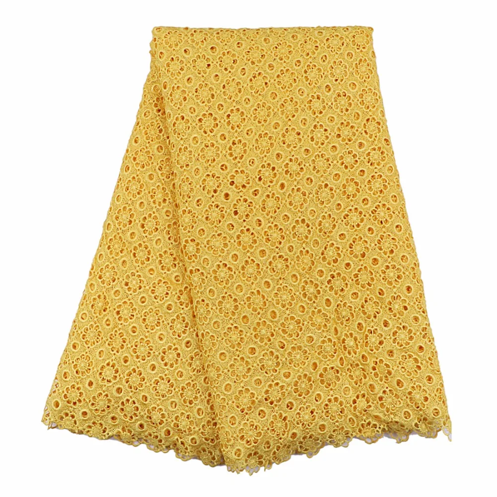 

New arrival pure color African water soluble lace fabric high quality 2017 nigeria guipure cord lace fabric for sewing clothes