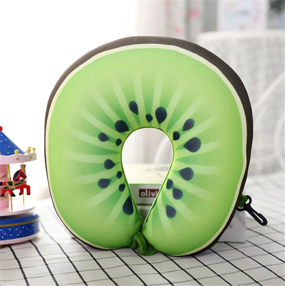 Переносная креативная U образная подушка для шеи с фруктовым принтом путешествий