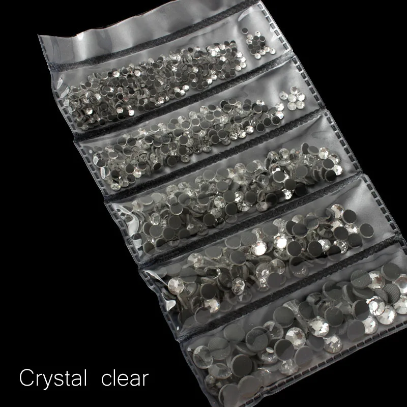 Crystal clear Новая упаковка 1200 шт смешанные размеры Горячая фиксация Стразы Блестящий Кристалл SS6-SS30 для одежды DIY - Цвет: Crystal clear