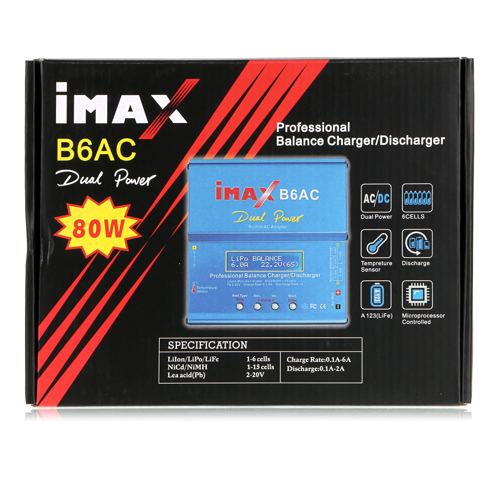 

IMAX B6AC 80W AC/DC Professional Balance Charger/Discharger for RC Lipo NiMh/NiCd Battery