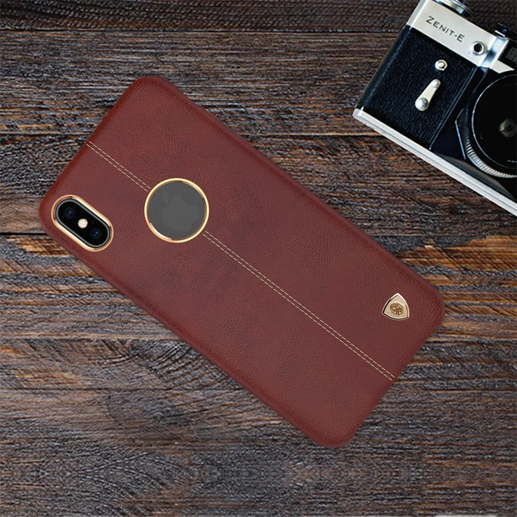 Brown Для iPhone XS Max чехол Nillkin Englon из искусственной кожи задняя крышка винтажный lether PC чехол для Apple iPhone XR X XS максимальный Чехол - Цвет: Brown