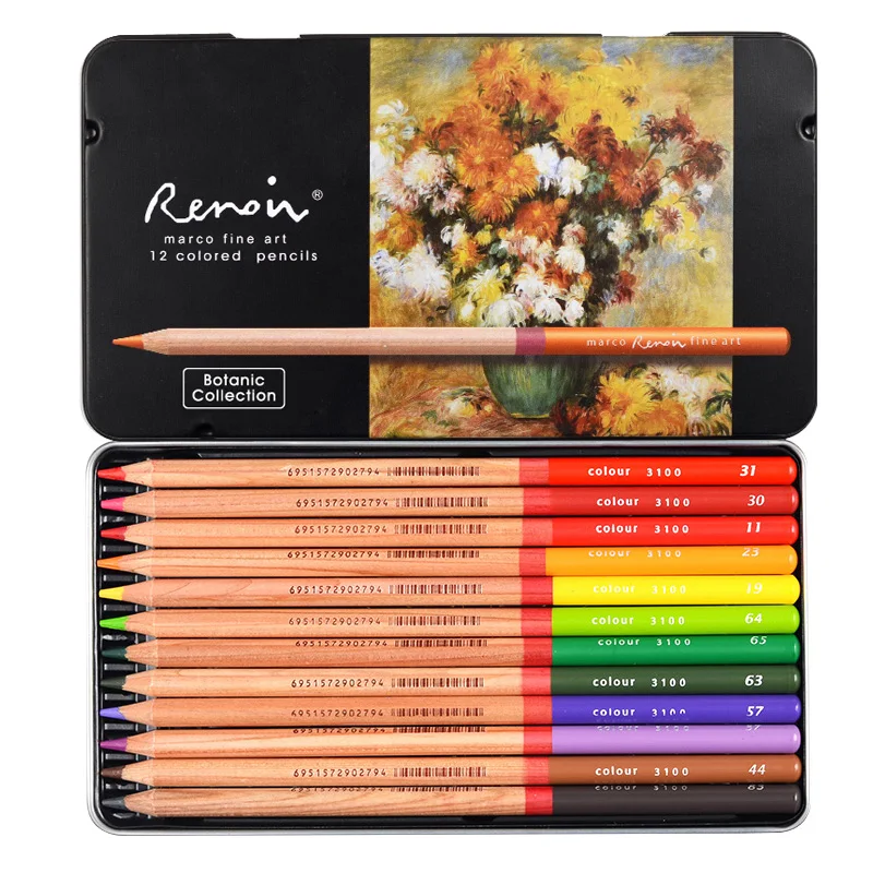 

Marco Renoir 12 Colors plant figure plant landscape Colors Pencil hand-painted oily Crayons Professional Drawing Color Pencils