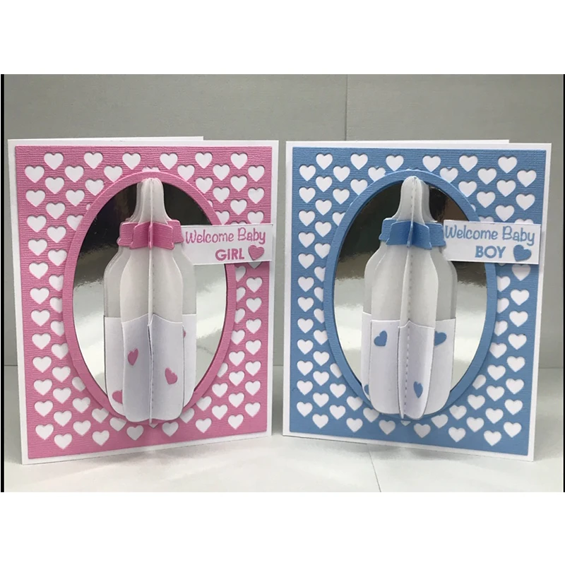 3D вращающаяся Детская Бутылочка для резки металла трафареты DIY скрапбукинга