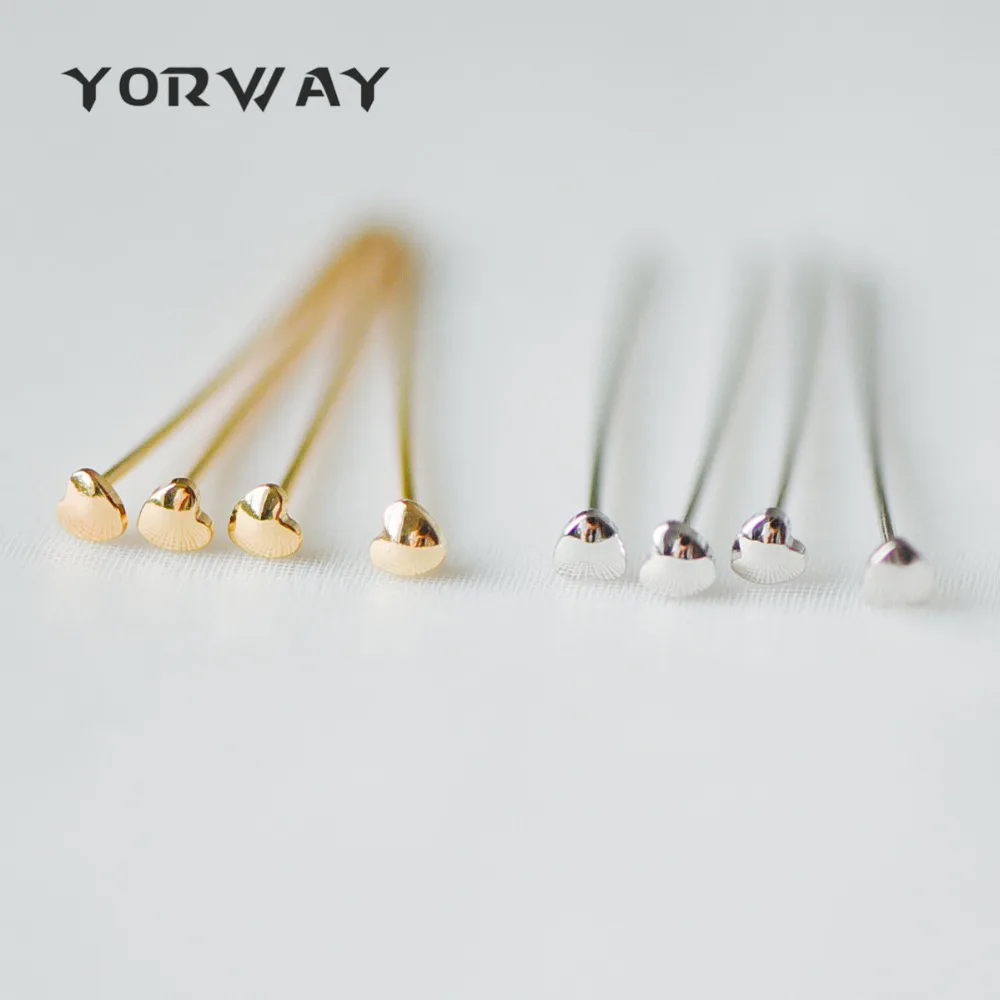 

20 шт./упак. золотые/серебряные штифты в форме сердца 30 мм на 0,7 мм (калибр 21), латунные штифты с золотым/родиевым покрытием, устойчивые к потуск...