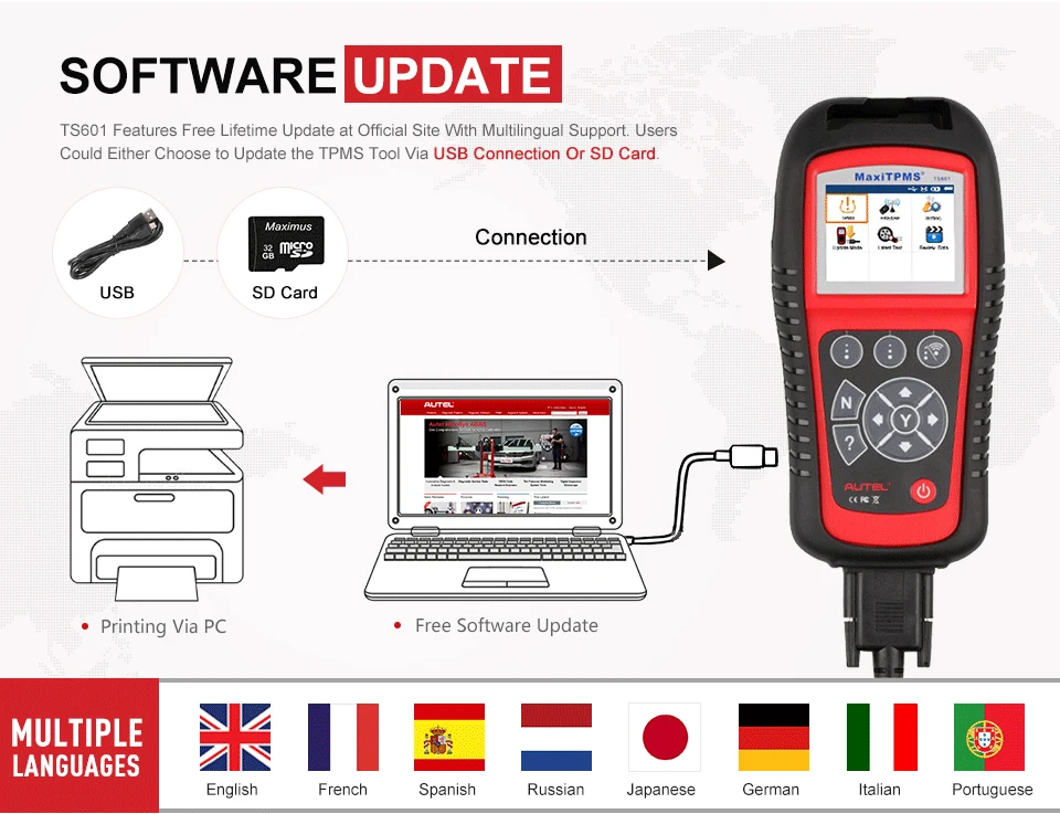 AUTEL MaxiTPMS TPMS TS601 TS401 диагностический инструмент PAD MX сенсор инструмент для программирования MX-sensor 433 315 OBD2 сканер Автомобильный сканер