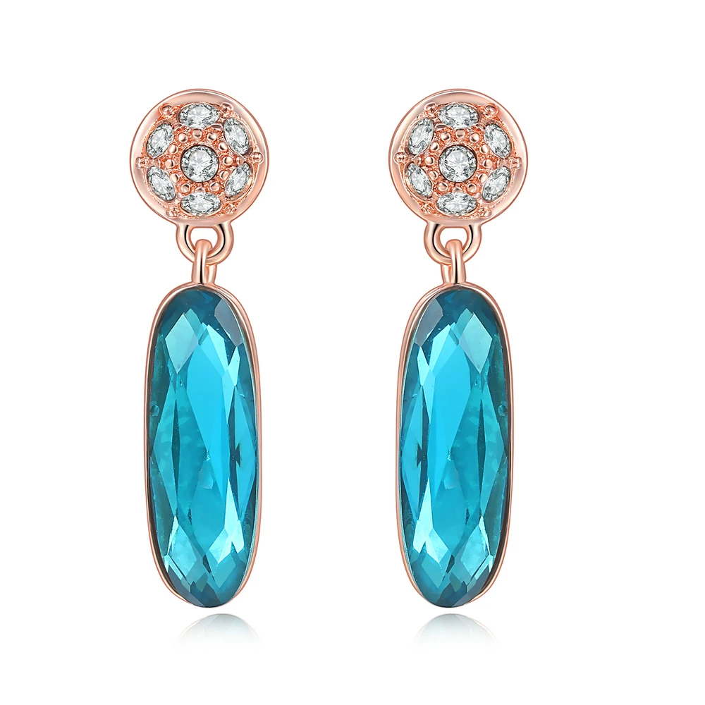 От Double Fair новый OL Стиль синего цвета с украшением в виде кристаллов Висячие