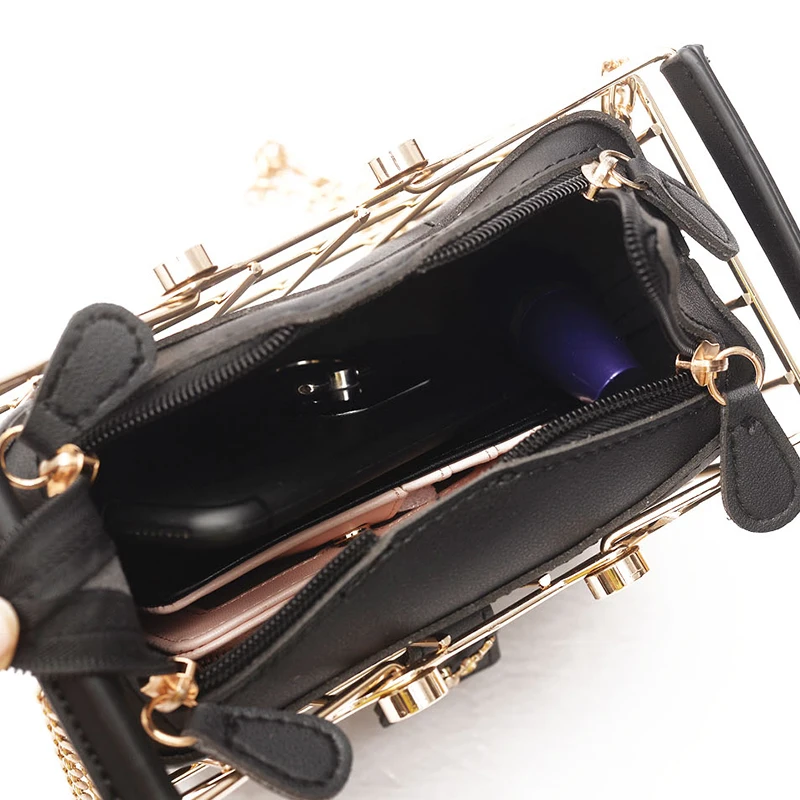 

Fashion Designer Women Handbags 2018 New High-quality PU Leather Women bag Iron Basket Square bag Chain Shoulder Messenger Bag
