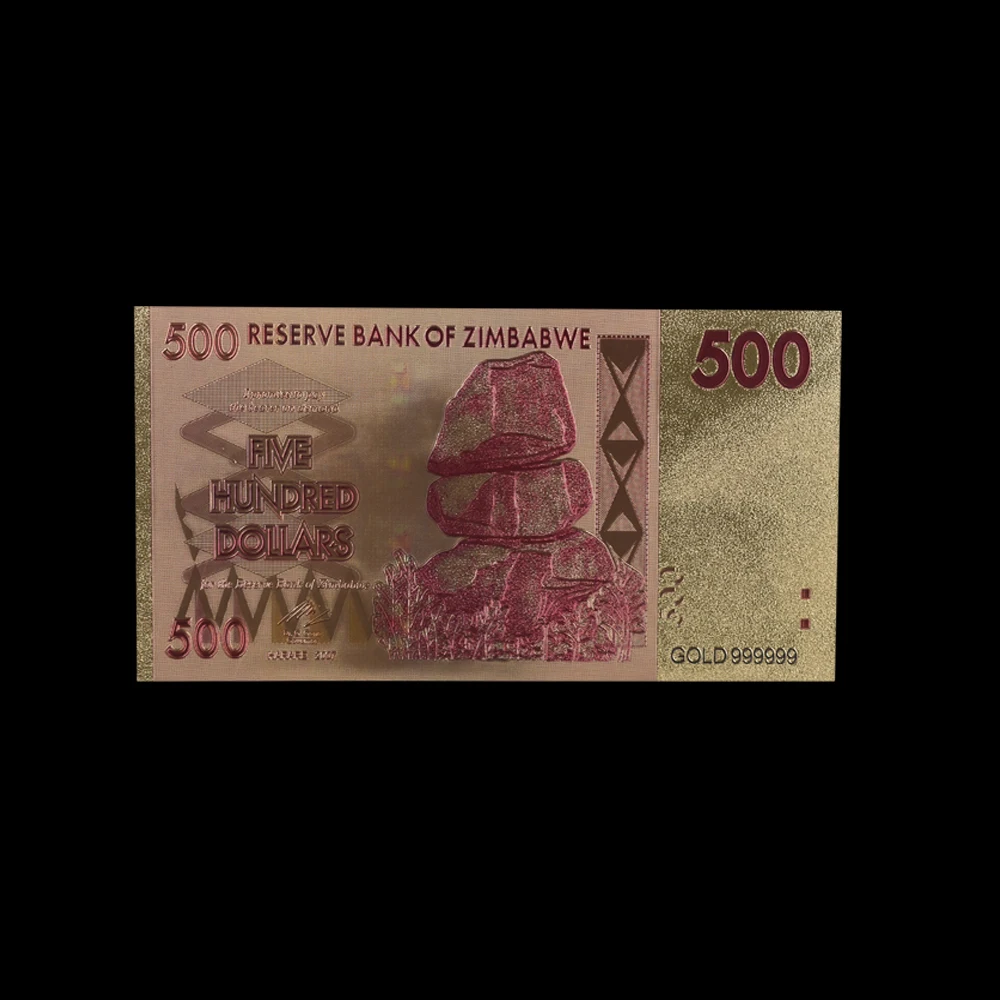 10 шт цветов валюта в Zimbabwe вийском стиле 500 долларов с 1 сертификатом 24k золотые