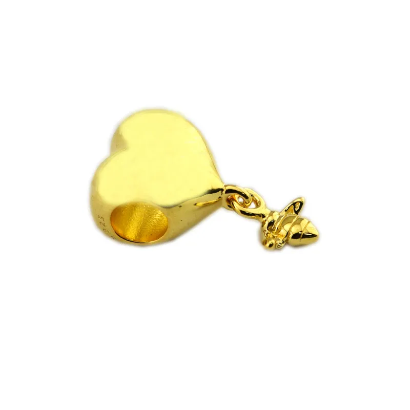Новинка 2018 блестящие позолоченные бусины 18 карат с серебряным сердцем и зумчатой