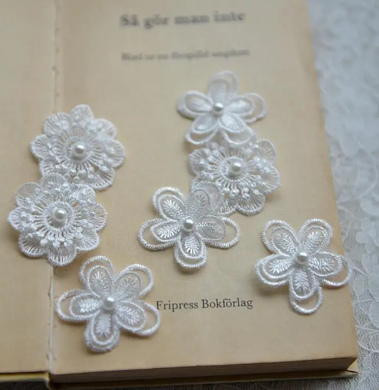 5 шт. Кружевная аппликация из органзы с жемчугом | Дом и сад